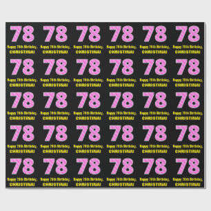 Papel De Regalo Cumpleaños 78: Bandas rosas y corazones "78" + No