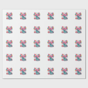 Papel De Regalo Cumpleaños 7 del Caballo Diseño de Vector de Conej
