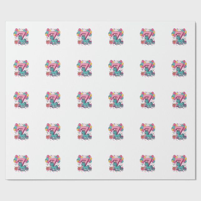 Papel De Regalo Cumpleaños 7 del Caballo Diseño de Vector de Conej (Superficie plana)