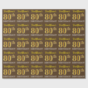 Papel De Regalo Cumpleaños "80" de Brown, aspecto de imitación de 