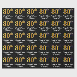 Papel De Regalo Cumpleaños 80: Elegante Lujo Faux Gold Look #