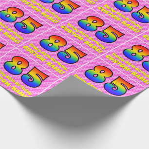Papel De Regalo Cumpleaños 85: Corazones y rayas rosas, arco iris