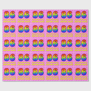 Papel De Regalo Cumpleaños 86: Corazones y rayas rosas, arco iris