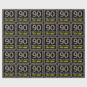 Papel De Regalo Cumpleaños 90: Flores Florales Número, Nombre Pers