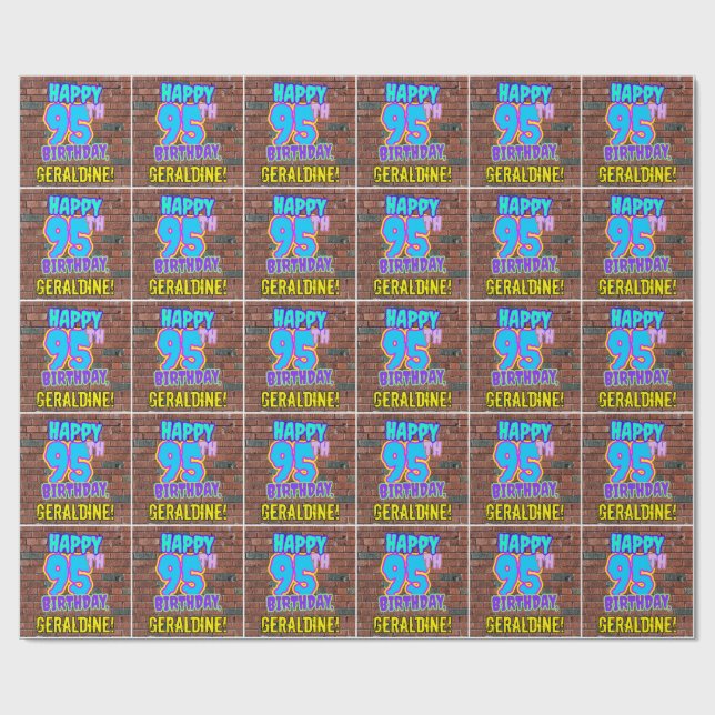 Papel De Regalo Cumpleaños 95: Diversión, graffiti urbano inspirad (Superficie plana)