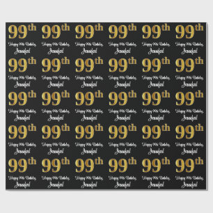 Papel De Regalo Cumpleaños 99: Elegante Lujo Faux Gold Look #