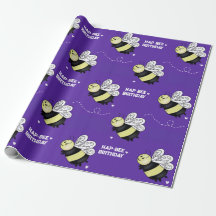 Papel de regalo cumpleaños Abejorro Morado 29 pulg