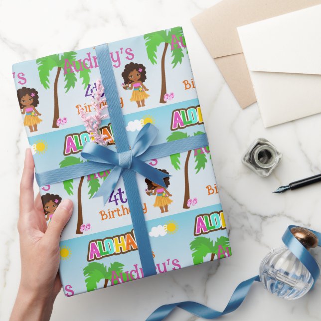 Papel De Regalo Cumpleaños Aloha Luau (Regalar)