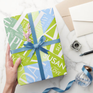 Papel De Regalo Cumpleaños Añadir nombre de longitud media ID274 v