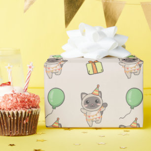 Papel De Regalo Cumpleaños Animal Cute Cat Kids Fiesta de cumpleañ