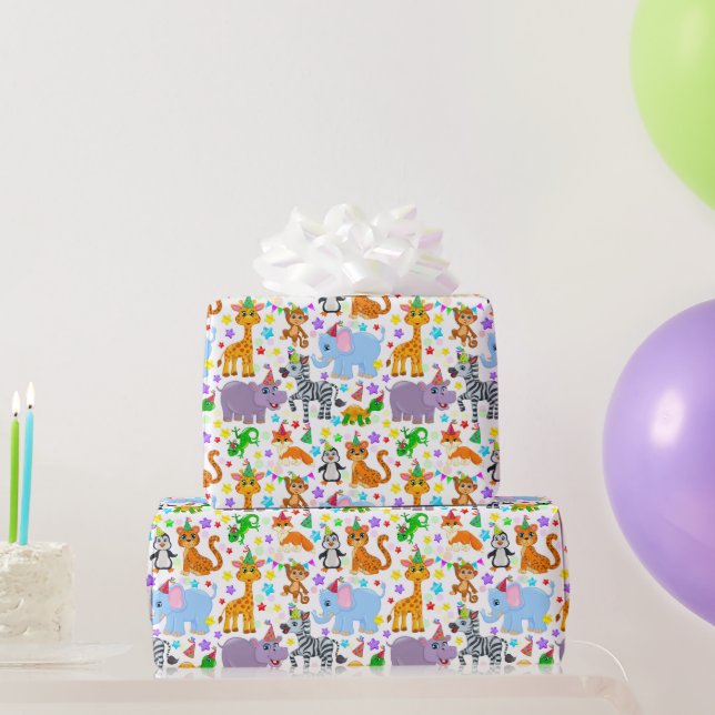Papel De Regalo Cumpleaños Animal Feliz Infantil  (Regalos de fiesta)