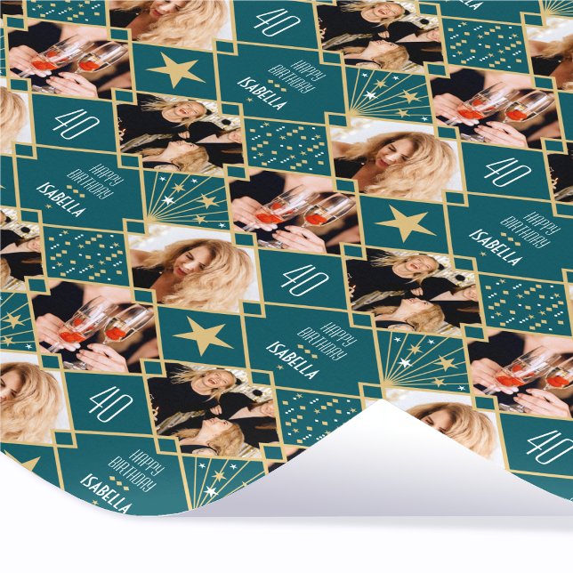 Papel De Regalo Cumpleaños Art Deco Foto Personalizada Cualquier E (Subido por el creador)