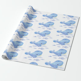 Papel De Regalo Cumpleaños azul de la ballena tártica