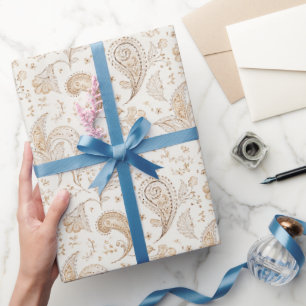Papel De Regalo Cumpleaños bohemio boho marrón crema