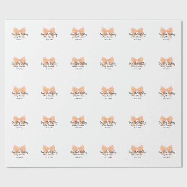 Papel De Regalo Cumpleaños bow-tiful naranja lazo nombre fecha sim (Superficie plana)