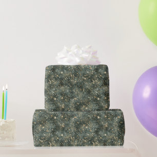 Papel De Regalo Cumpleaños Brillo Oro Verde
