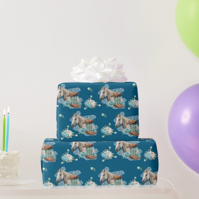 Papel de Regalo Cumpleaños Caballo Occidental – Az (Regalos de fiesta)