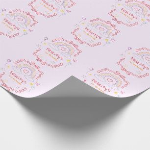 Papel De Regalo Cumpleaños caprichoso con arcoíris dibujado a mano