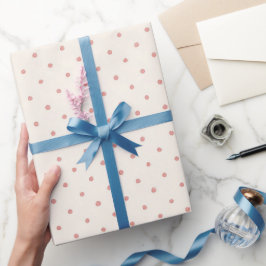 Papel De Regalo Cumpleaños Caprichoso de Lunares Rosa Crema