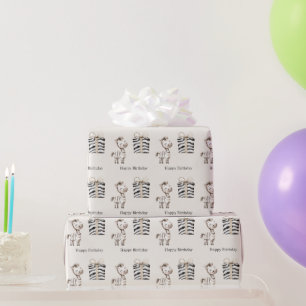 Papel De Regalo Cumpleaños cebra Safari