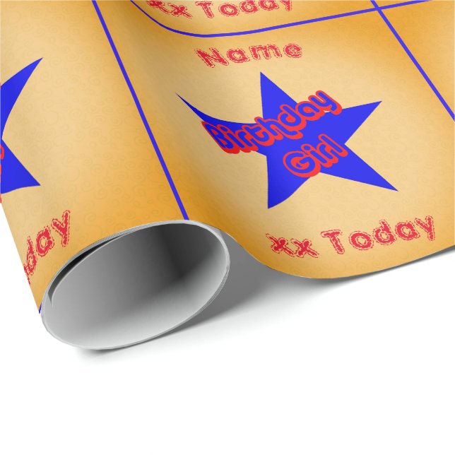 Papel De Regalo Cumpleaños Chica Cute Personalizado Cumpleaños (Esquina del rollo)