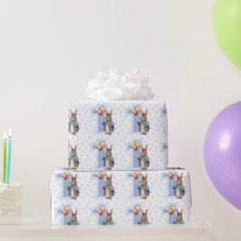 Papel De Regalo Cumpleaños clásico de conejo con globos