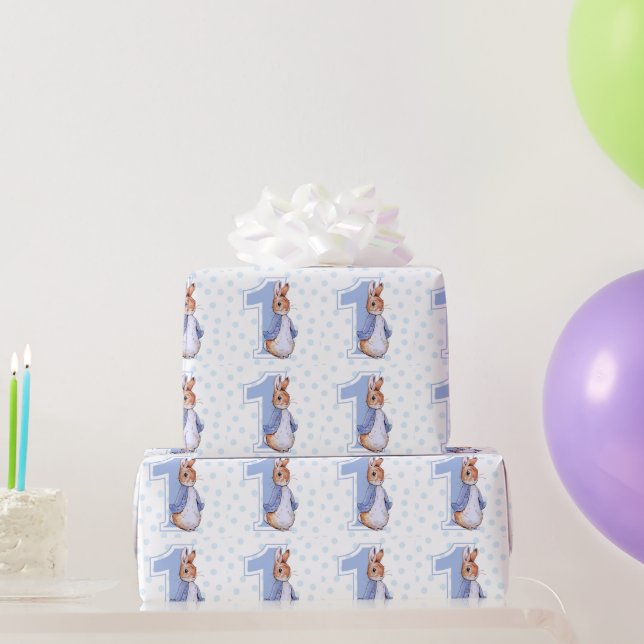 Papel De Regalo Cumpleaños clásico de conejo con globos (Regalos de fiesta)