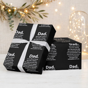 Papel De Regalo Cumpleaños con cita de Papá en blanco y negro