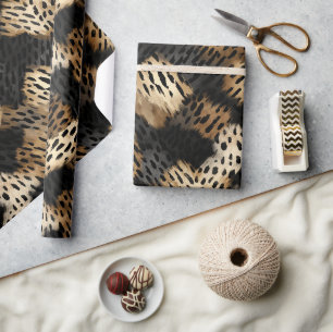 Papel De Regalo Cumpleaños con Estampado de Leopardo de Crema y Or