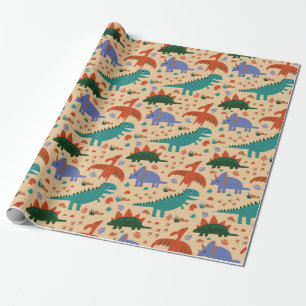 Papel De Regalo Cumpleaños con patrón de dinosaurio lindo