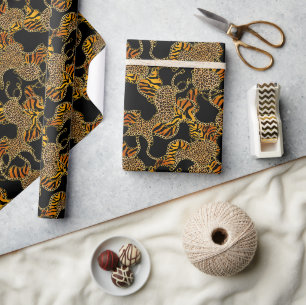 Papel De Regalo Cumpleaños de adulto Barroco de Oro Negro