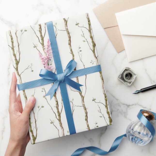 Papel De Regalo Cumpleaños de árboles marrones verdes (Regalar)