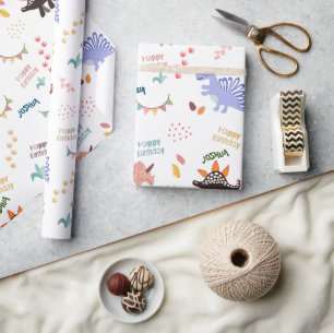 Papel De Regalo cumpleaños de Baby Boy Dinosaur