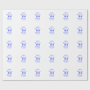 Papel De Regalo Cumpleaños de Berry dos azul agregar nombre fecha 