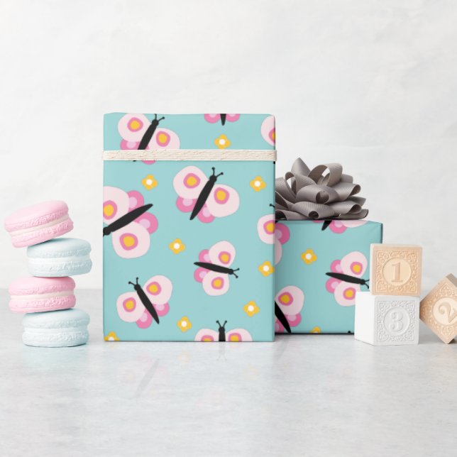 Papel De Regalo Cumpleaños de Butterfly Girls (Baby Shower)