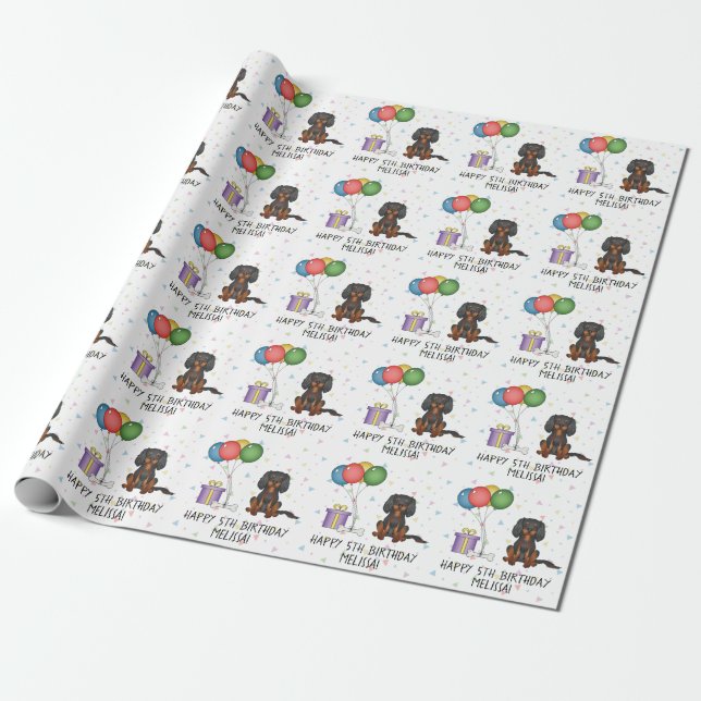 Papel De Regalo Cumpleaños de Cavalier King Charles Spaniel de col (Desenrollado)