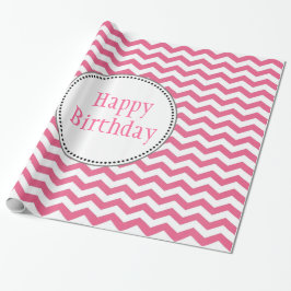 Papel De Regalo cumpleaños de chevron rosa clásico, bonito y moder