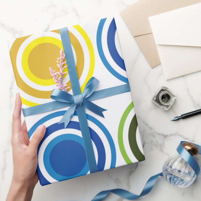Papel De Regalo Cumpleaños de Círculos Concéntricos Coloridos (Regalar)