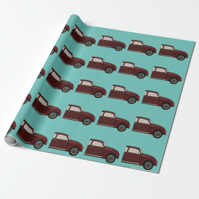 Papel De Regalo Cumpleaños de Coche Clásico Antiguo (Desenrollado)