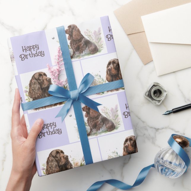 Papel De Regalo Cumpleaños de Cocker Spaniel Chocolate (Regalar)