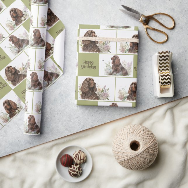 Papel De Regalo Cumpleaños de Cocker Spaniel Chocolate (Artesanía)