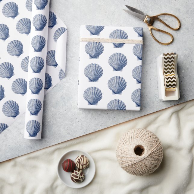 Papel De Regalo Cumpleaños de conchas del océano azul (Artesanía)