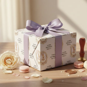 Papel De Regalo Cumpleaños de conejo elegante al estilo acuarela v