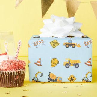 Papel De Regalo Cumpleaños de Construcción Azul Claro