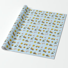 Papel De Regalo Cumpleaños de Construcción Azul Claro