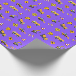 Papel De Regalo Cumpleaños de Construcción Morada