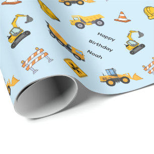 Papel De Regalo Cumpleaños de Construcción Personalizado