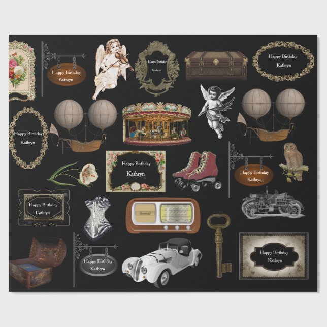 Papel De Regalo Cumpleaños de cosecha personalizada (Superficie plana)