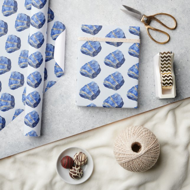 Papel De Regalo Cumpleaños de Cristales de Lapislázuli Azul (Artesanía)