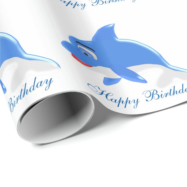 Papel De Regalo Cumpleaños de delfines (Esquina del rollo)